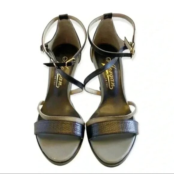 Morgan De Toi Strappy High Heel Sandals Ankle Strap Black Grey US 6.5 - Picture 2 of 16